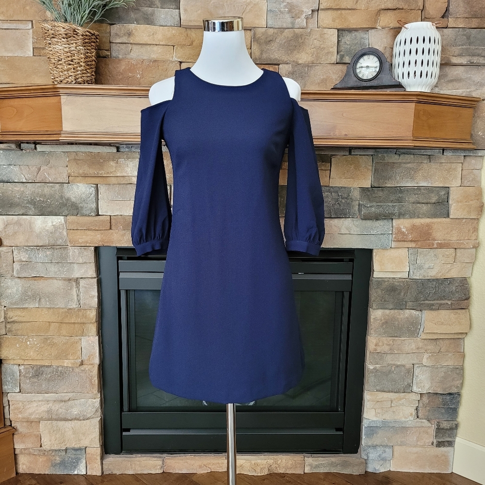 Eliza J navy blue cold shoulder dress 2P NWT - Picture 3 of 11